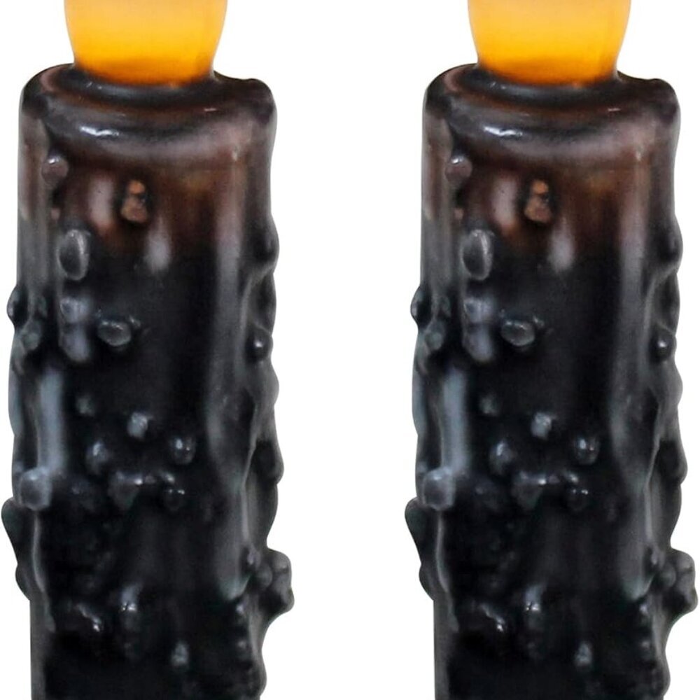 Real Wax Hand Dipped Battery Operated LED Timer Taper Candles Country Primitive